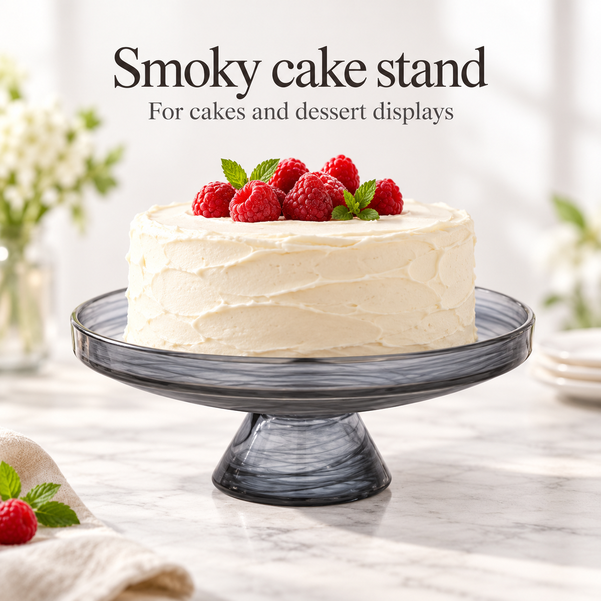 Danny Home Smoky Cake Stand - 10 Inches