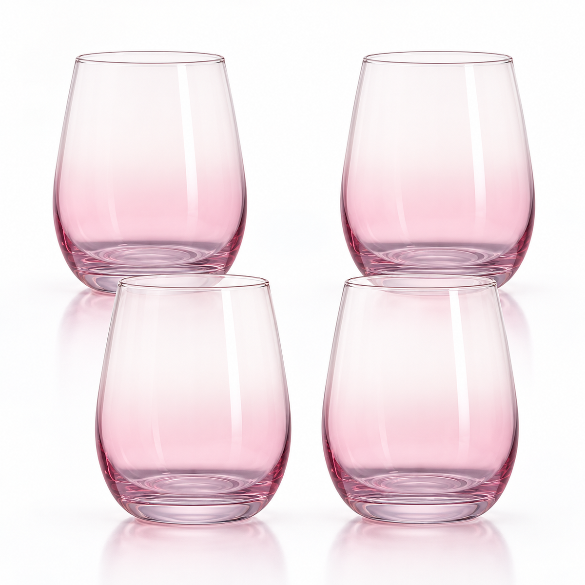 Danny Home 4 Piece Blush Rounded Glass Set - 330 ml
