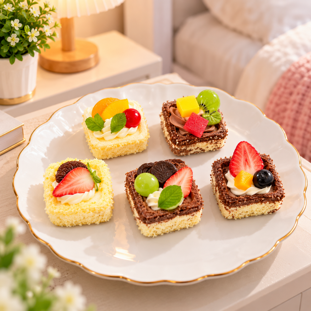 ARTIFICIAL MINI SQUARE CAKE DECOR - 1 PIECE
