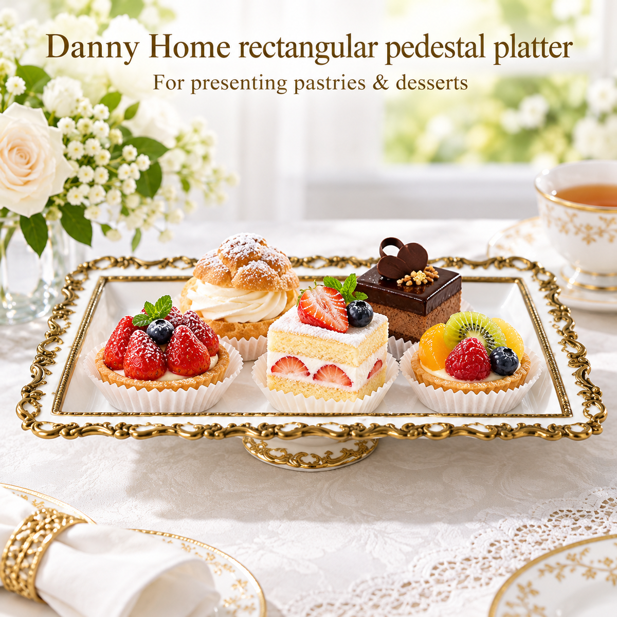 Danny Home rectangular pedestal platter