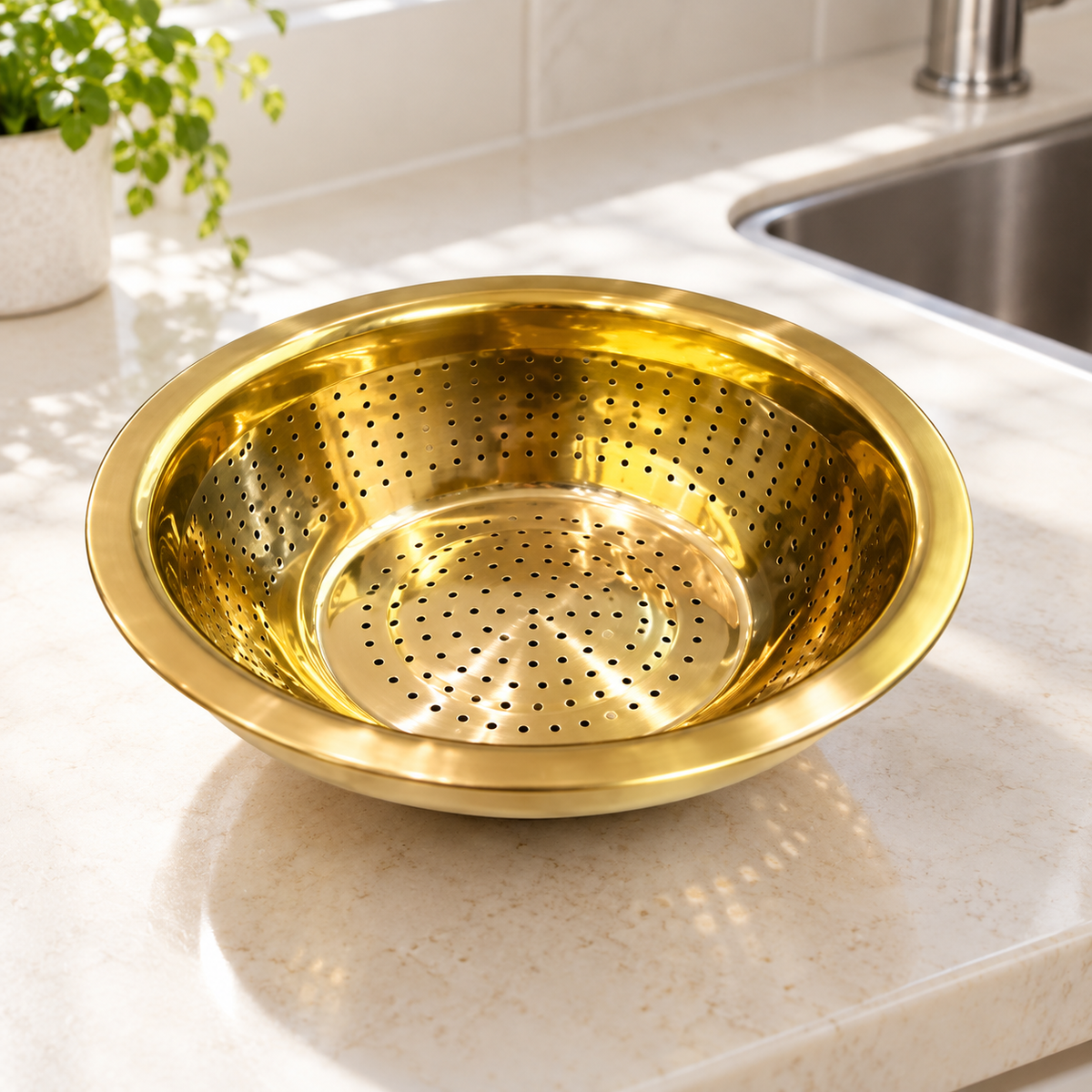 Danny Home Gold Colander Bowl - 28cm