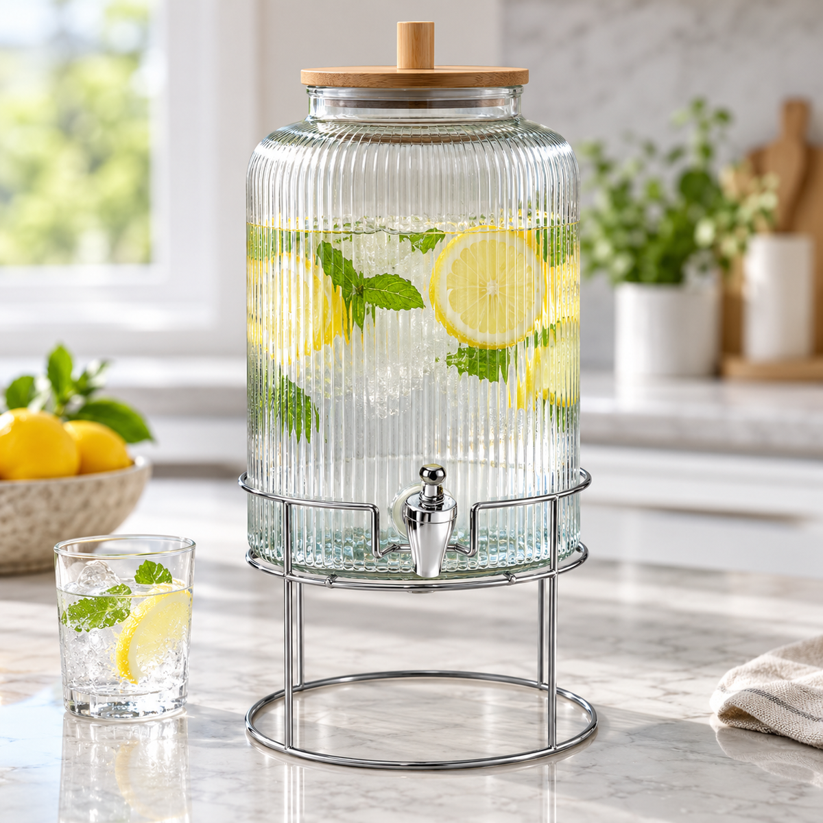 Danny Home Ribbed Beverage Dispenser - 6 Litre