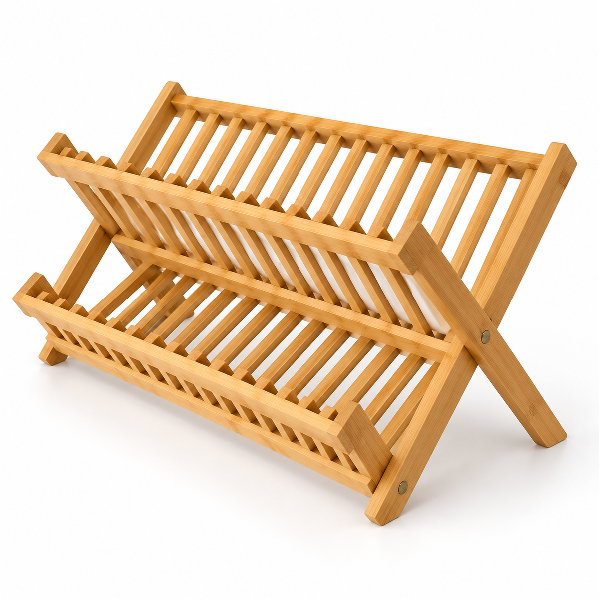 Two Tier Wooden Dish Drying Rack
