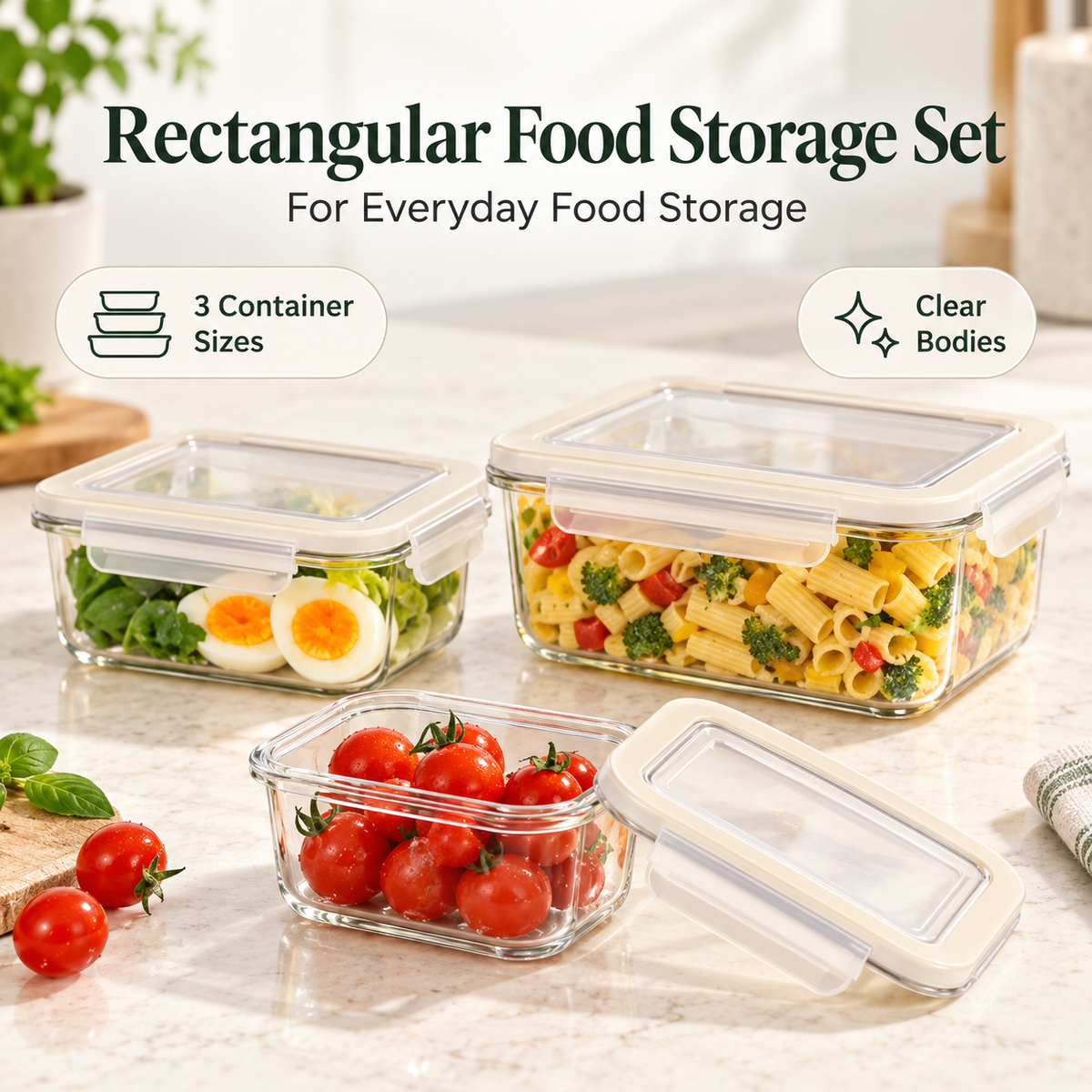 Limon Rectangular Food Storage Set – 3 Containers