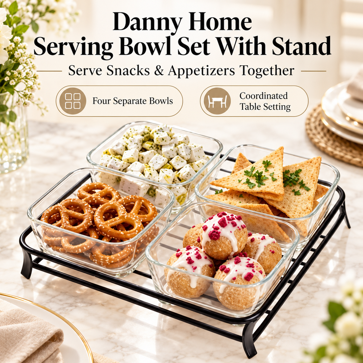 Danny Home Serving Bowl Set With Stand
