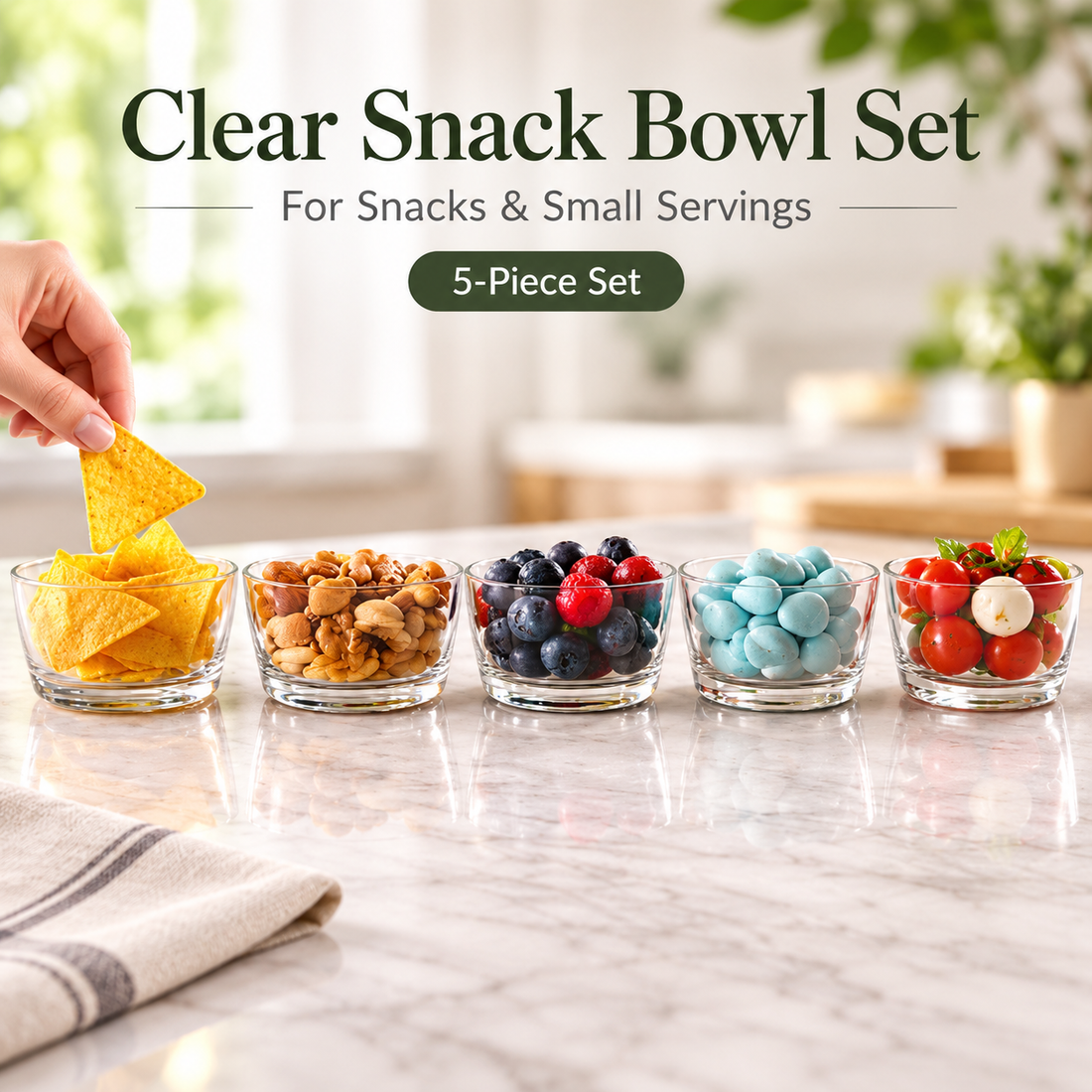 Danny Home Premium Glass Snack Bowl Set 6 Pieces 230ML