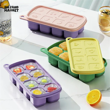 8 GRIDS SILICONE SPHERICAL ICE MOLD WITH LID – FOR COCKTAILS & DRINKS