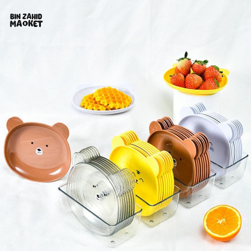 8 PIECES EASY TO CLEAN SNACK TRAY – FOOD GRADE PP STORAGE BOX FOR DRIED FRUIT CANDYNUTS & MULTIPURPOSE KITCHEN USE - BEAR
