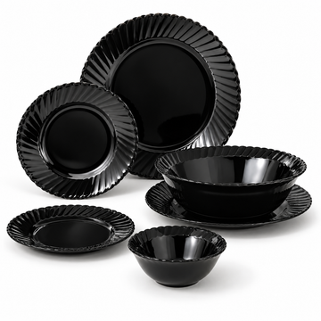 Danny Home Black Fluted Dinnerware - 26 Pieces