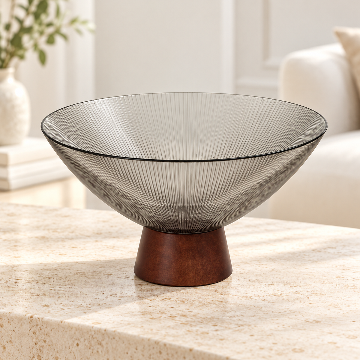 Danny Home Ribbed Pedestal Bowl - 10.25 Inches