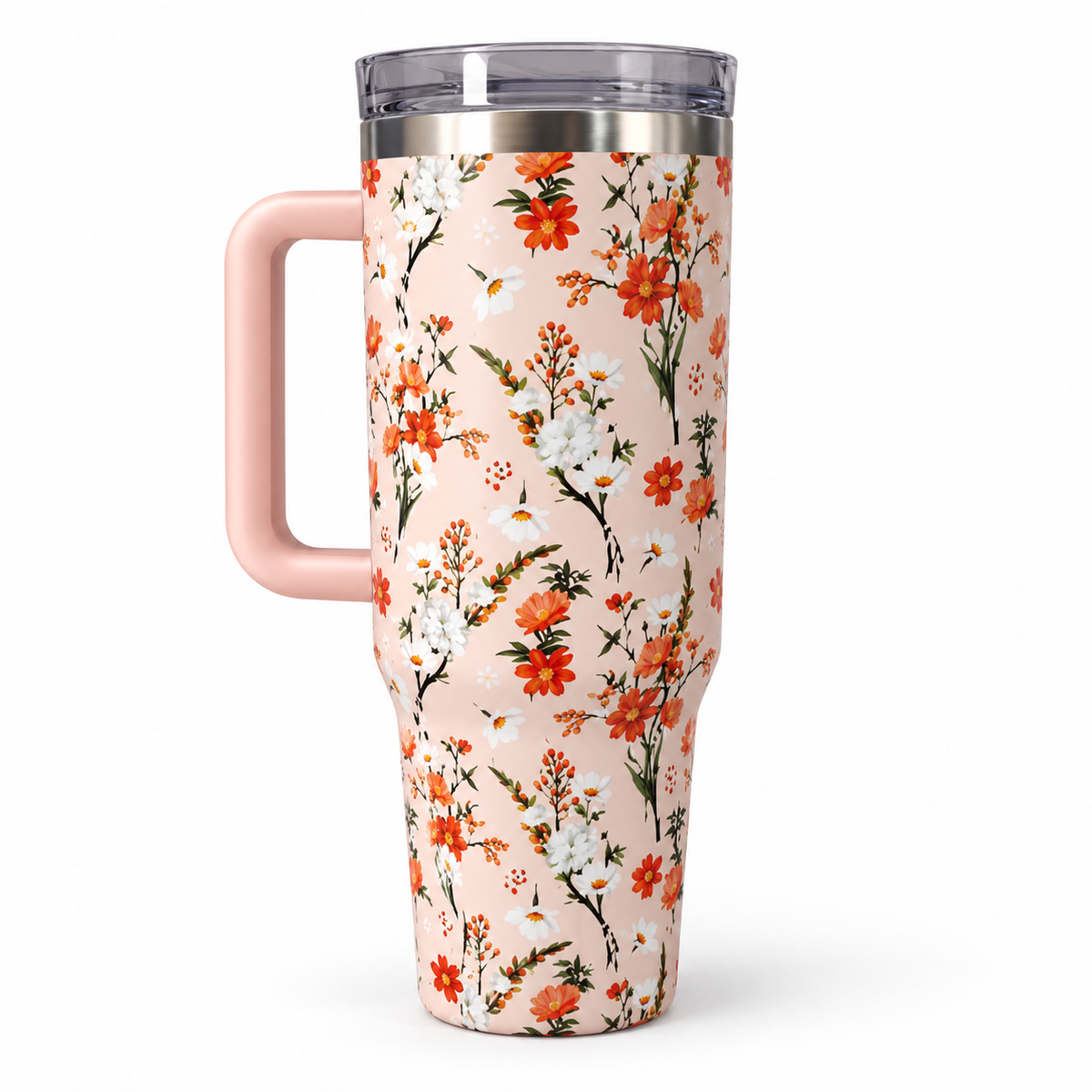 Floral Handle Tumbler