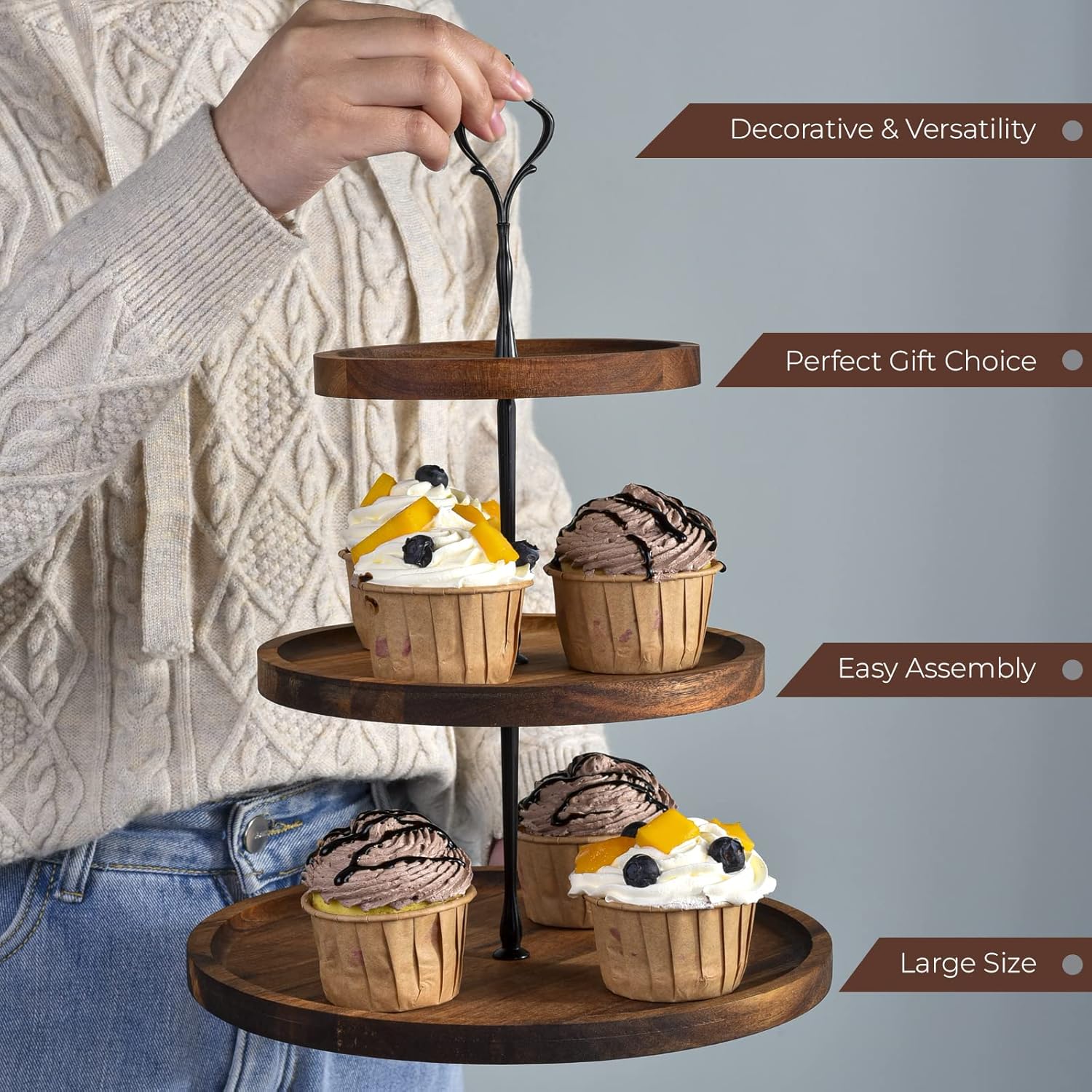 PREMIUM WOODEN TIERED CUPCAKE STAND