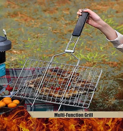 WOODEN HANDLE BARBEQUE MESH NET