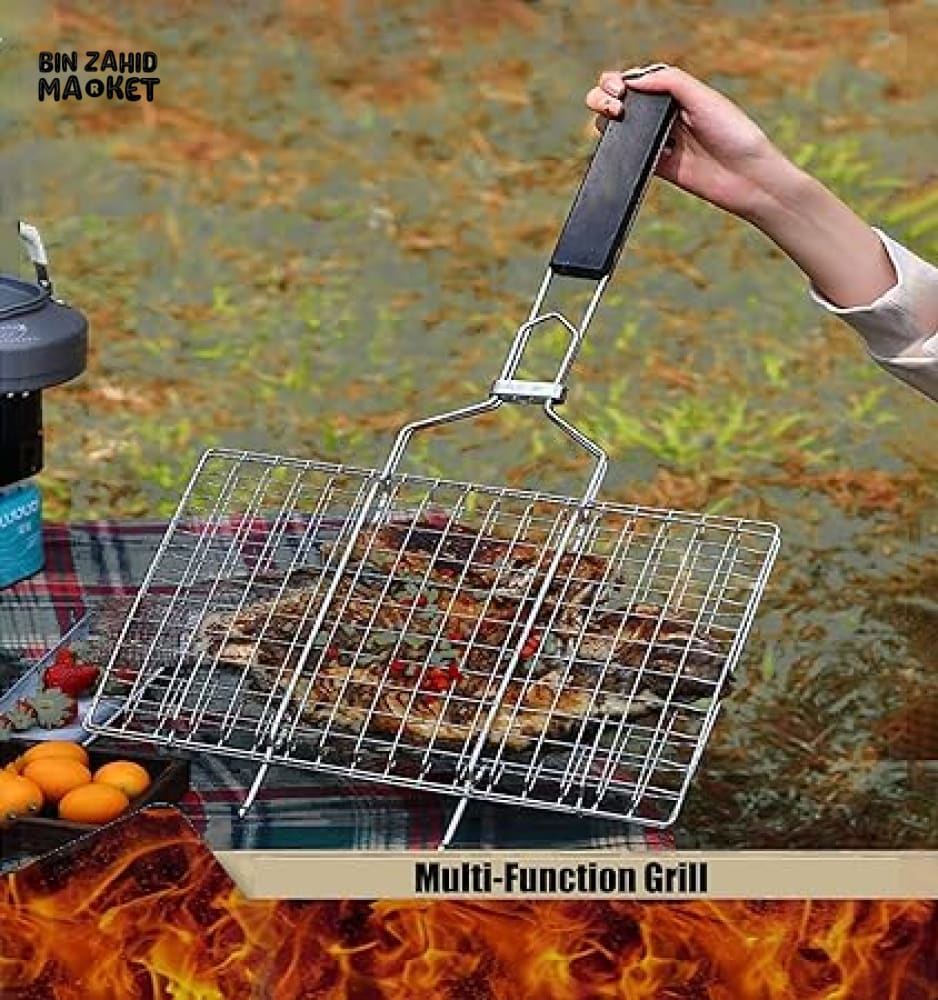 WOODEN HANDLE BARBEQUE MESH NET