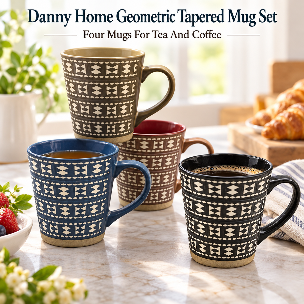 Danny Home 1 Piece Geometric Tapered Mug - 400 ml