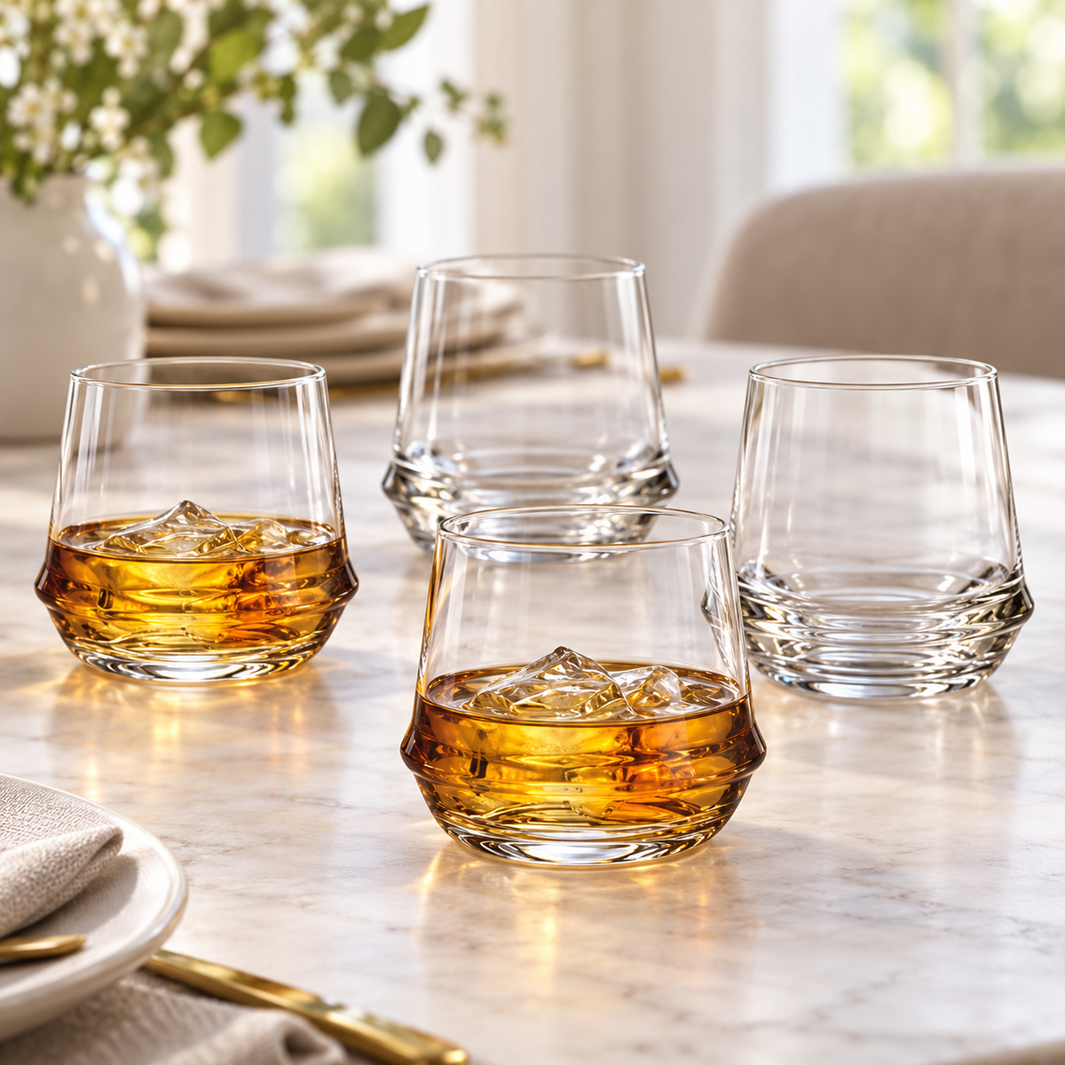Danny Home 4 Piece Faceted Tumbler Set - 385 ml