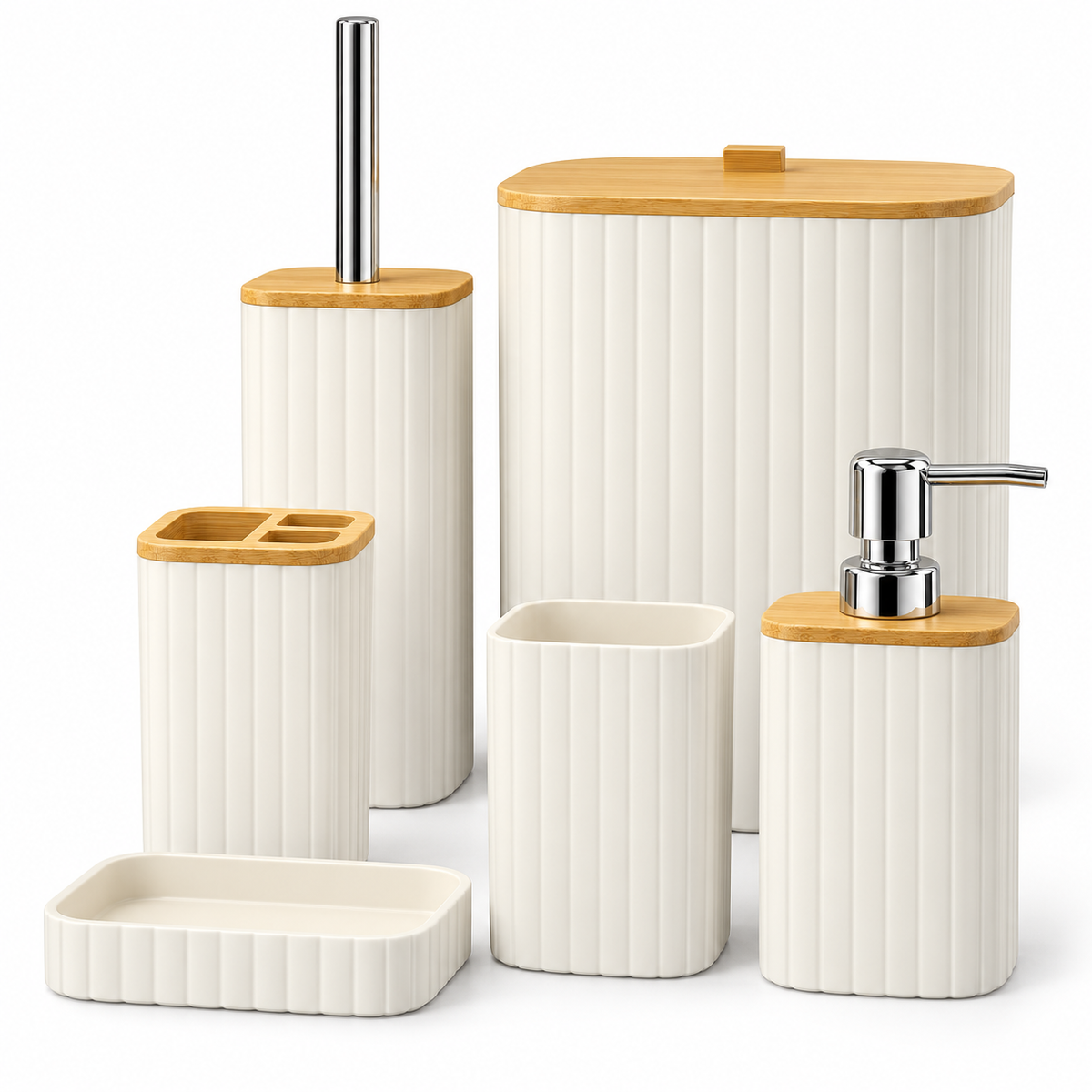 Fluted Acrylic Bathroom Set - 6 Pieces
