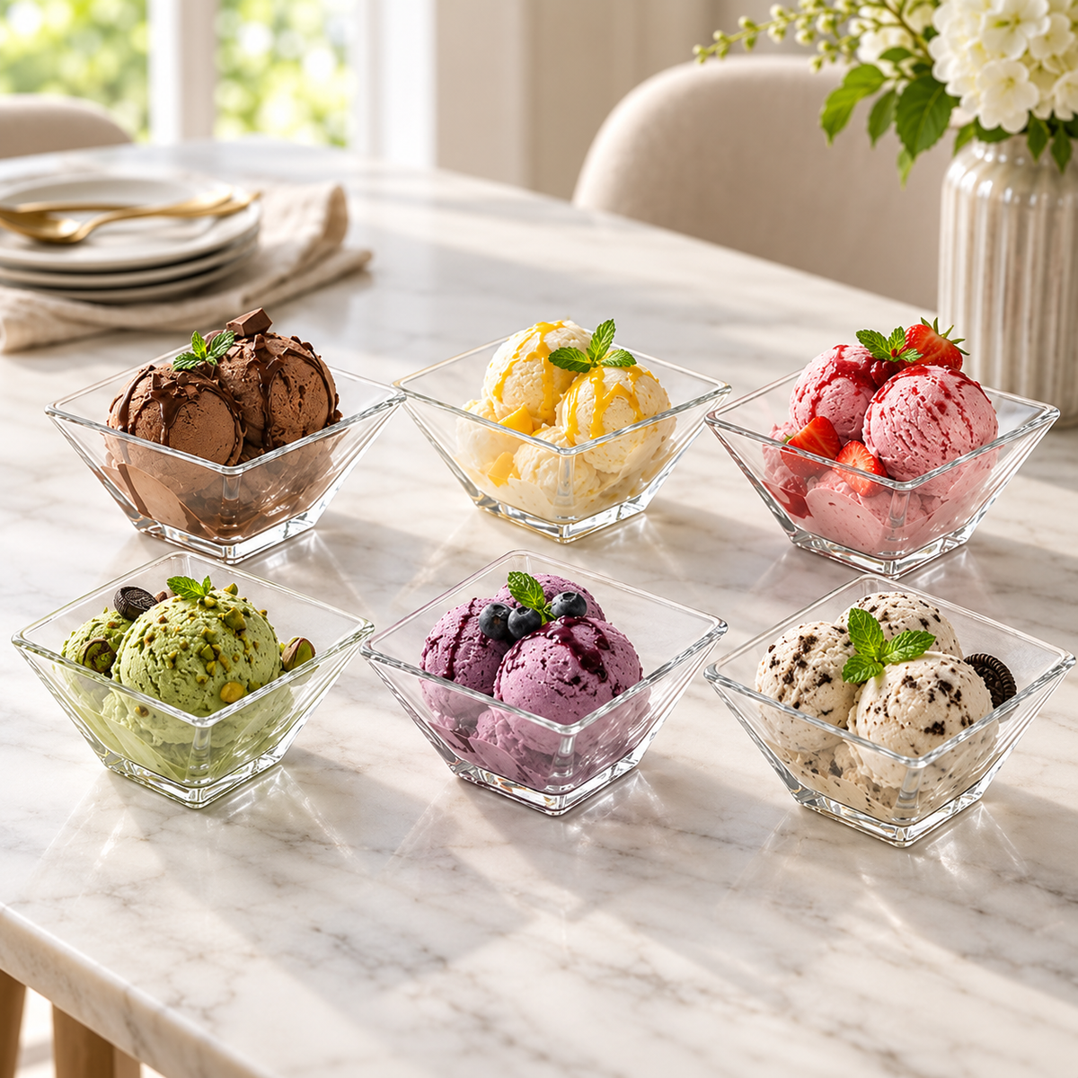 Limon Square Dessert Bowl Set – 6 Pieces