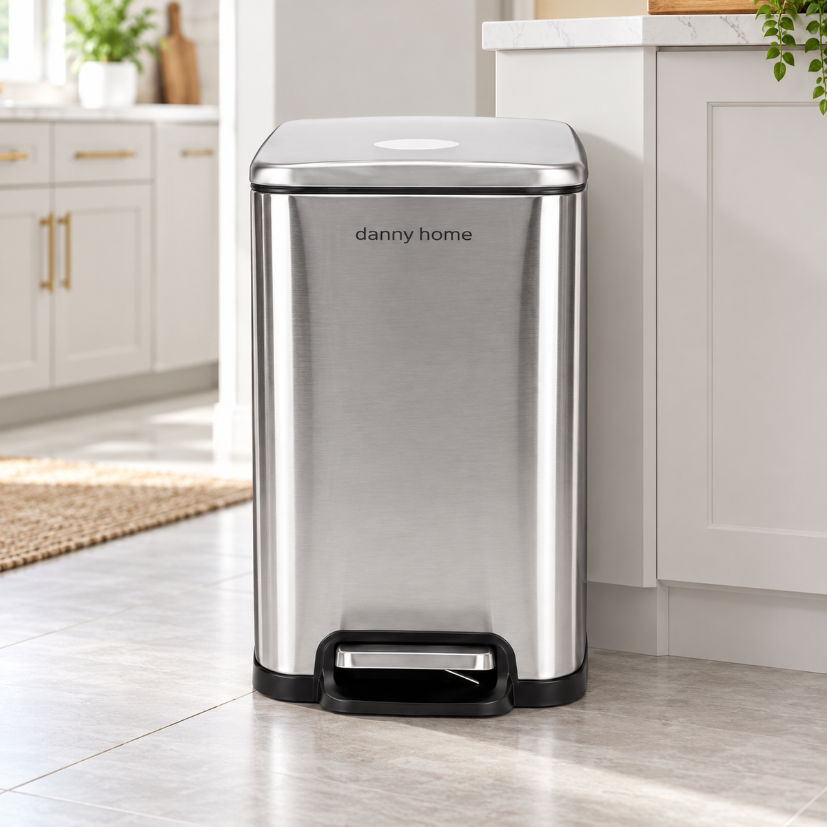 DANNY HOME SILVER RECTANGULAR PEDAL TRASH BIN