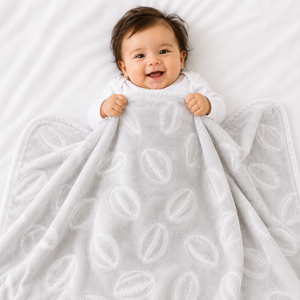 HAPPIMUMS BABY PLUSH SLEEPING BLANKET DOUBLE PLY BASEBALL 110 x 80 - GREY