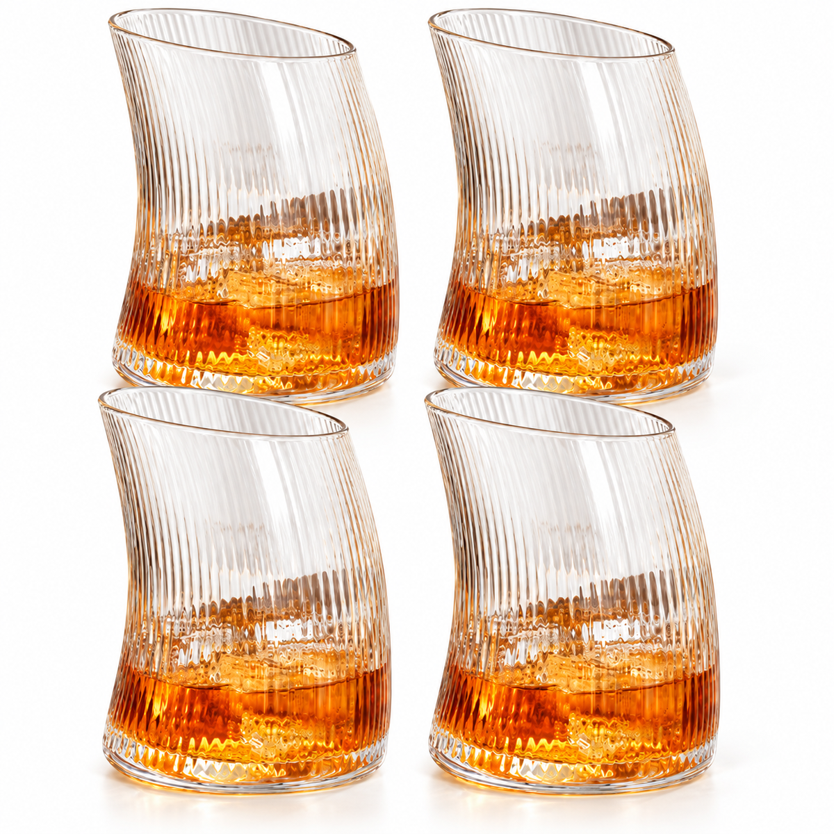 Danny Home 4 Piece Curved Ribbed Glass - 325 ml