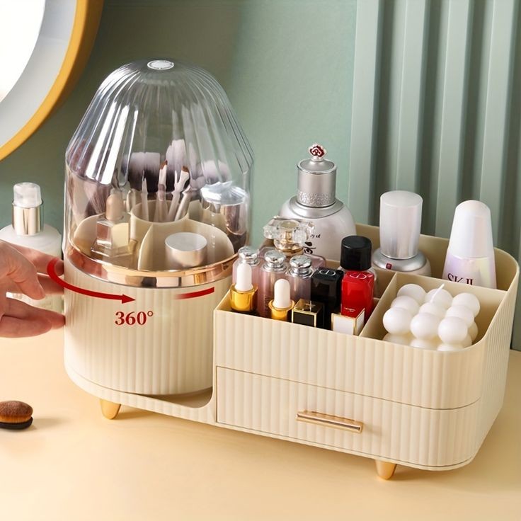 ROTATING BRUSH & COSMETIC ORGANIZER