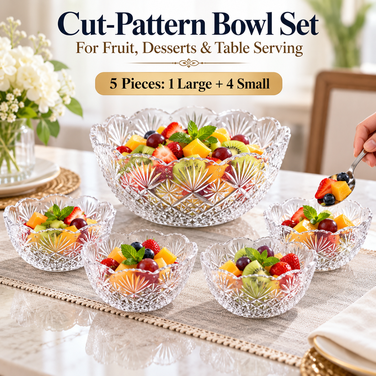 Danny Home 5 Piece Cut-Pattern Bowl Set