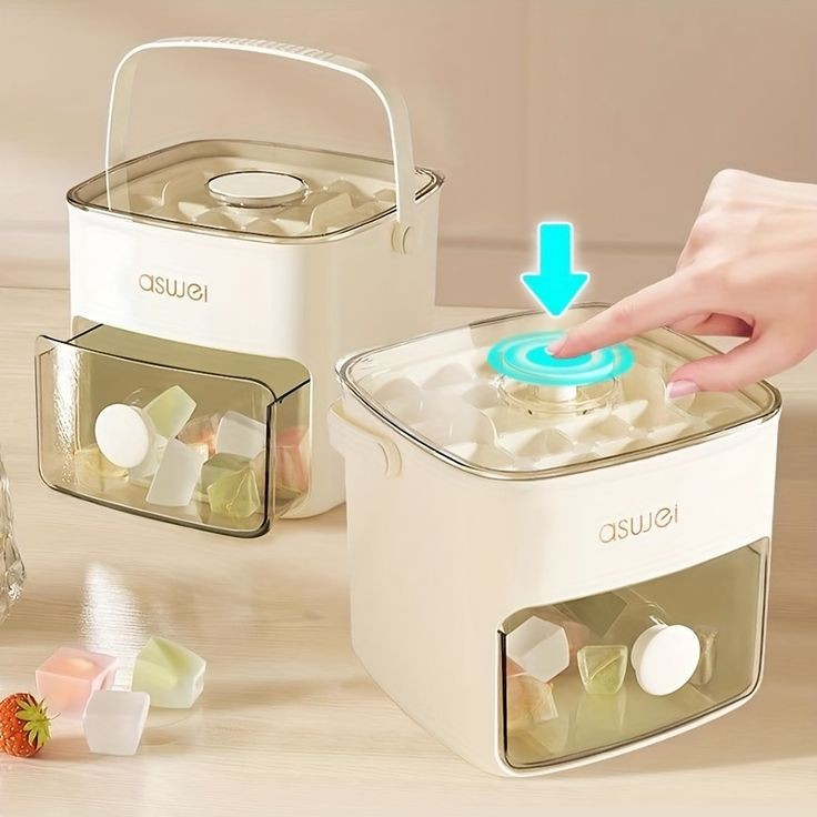 EASY PRESS ICE CUBES BUCKET WITH TONG