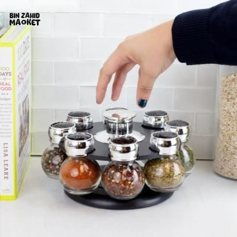 8IN1 REVOLVING SPICE JAR RACK