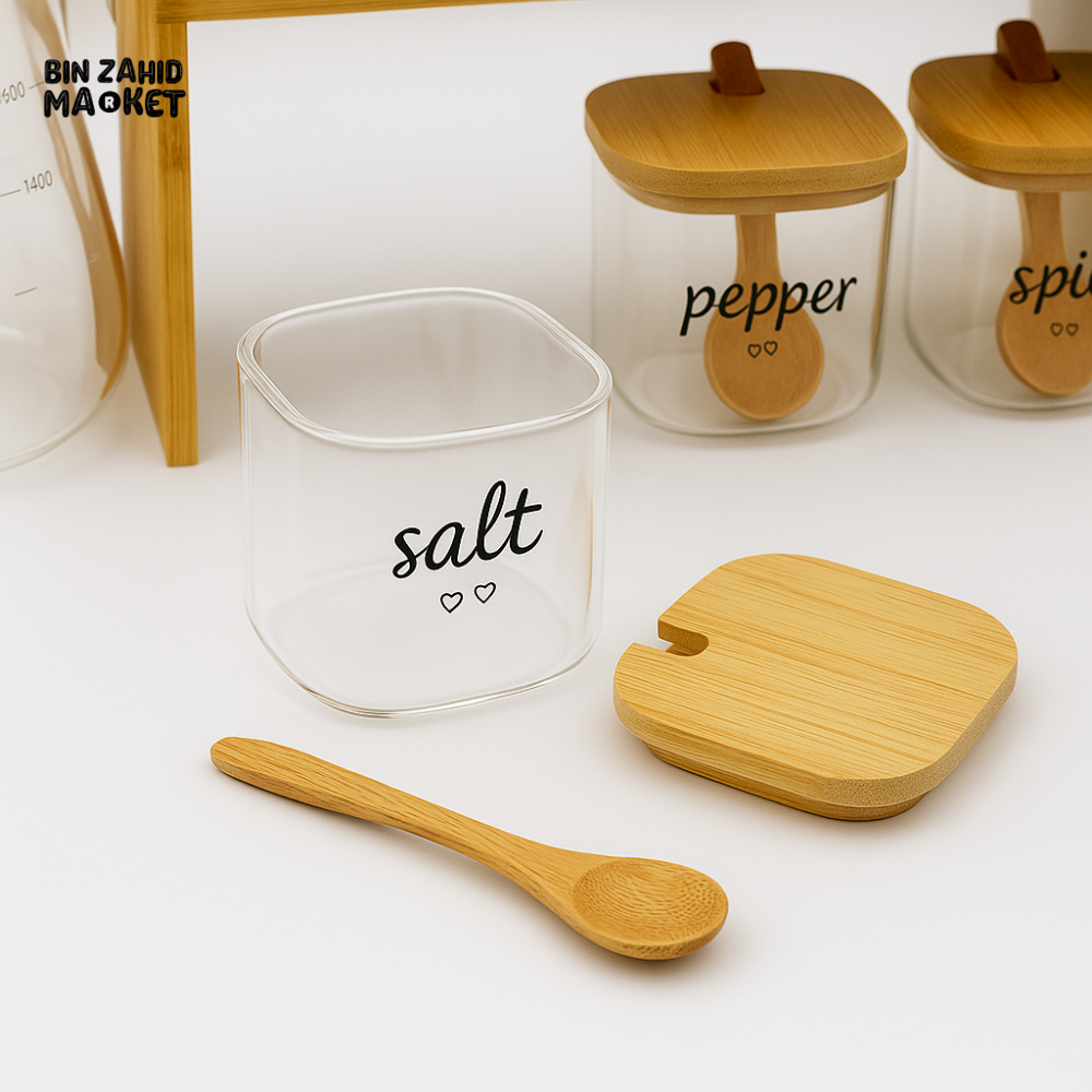 9-PIECE PREMIUM KITCHEN ORGANIZER SET WITH BAMBOO STAND - COMPLETE COUNTERTOP STORAGE SOLUTION