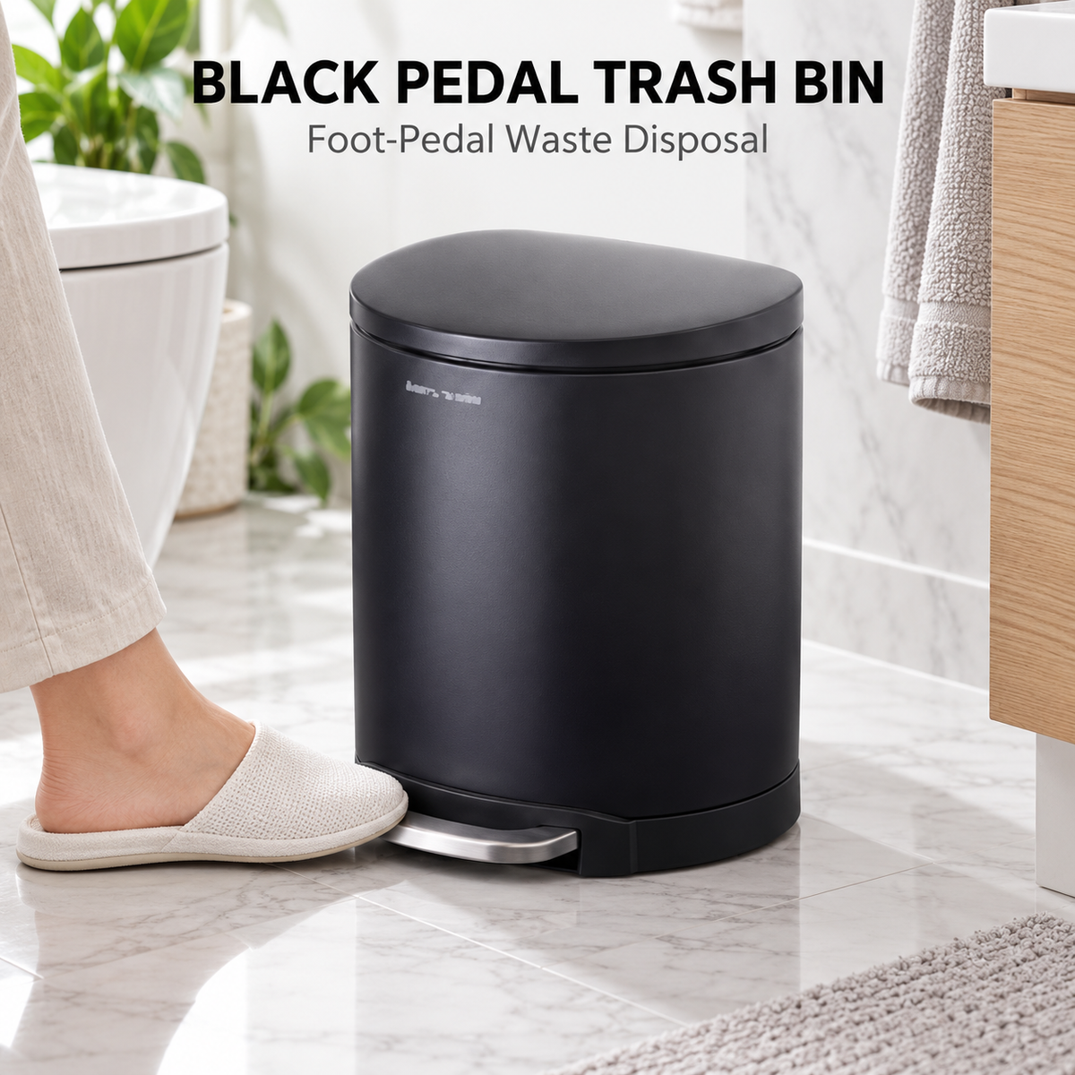 DANNY HOME BLACK PEDAL TRASH BIN
