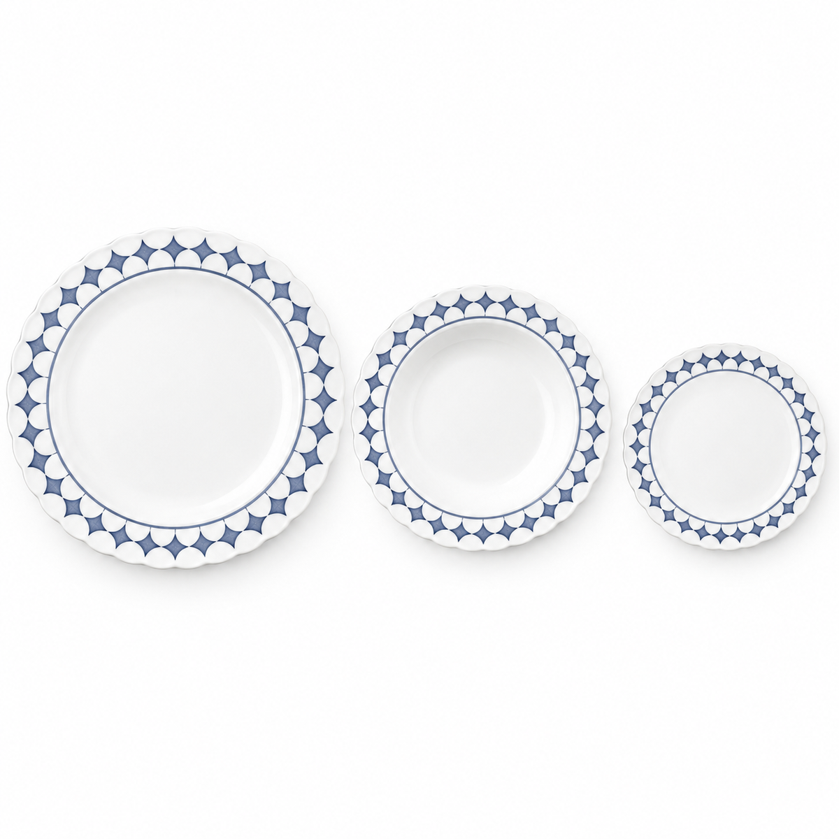 Danny Home 18-Piece Blue Geometric Dinner Set