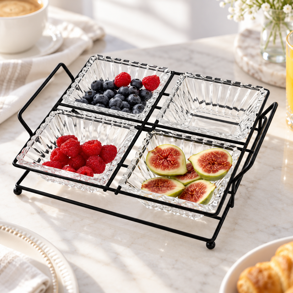 Danny Home Square Serving Bowls With Stand - 250 ml