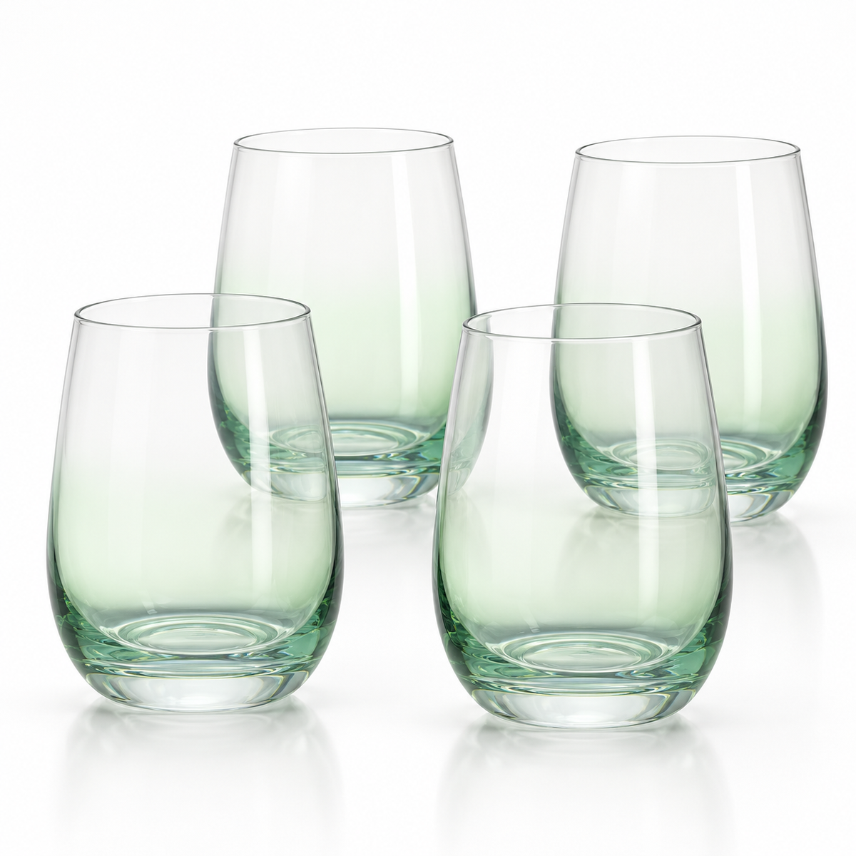 Danny Home 4 Piece Mint Green Curved Glass Set - 345 ml