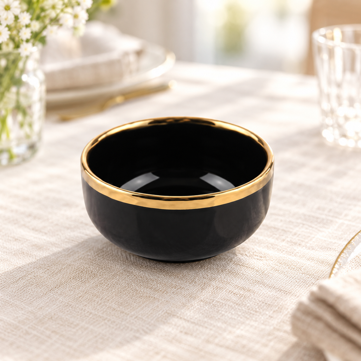 Danny Home Gold Rim Bowl - 4.5 Inches