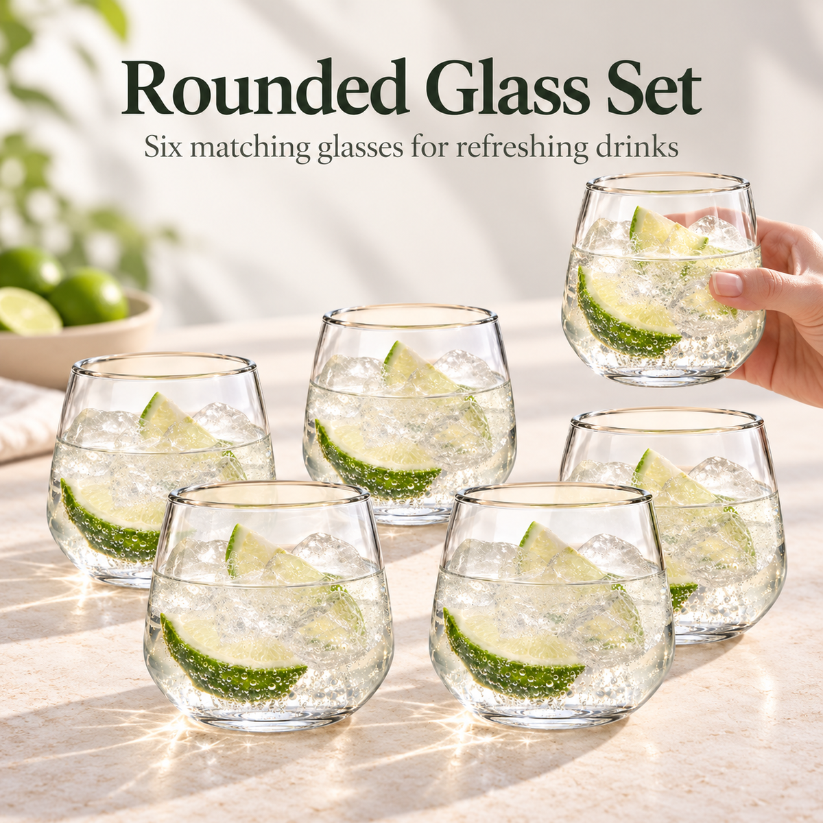 Danny Home 6 Piece Rounded Drinking Glass Set - 360 ml