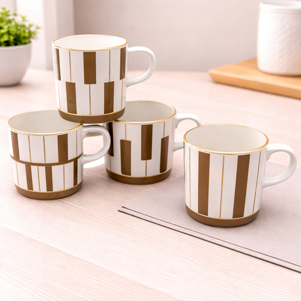 DANNY HOME 400ML LUXURY GOLD STRIPE COFFEE & TEA CUPS -T01-78