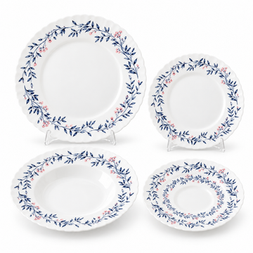 Danny Home 24-Piece Blue Botanical Dinner Set