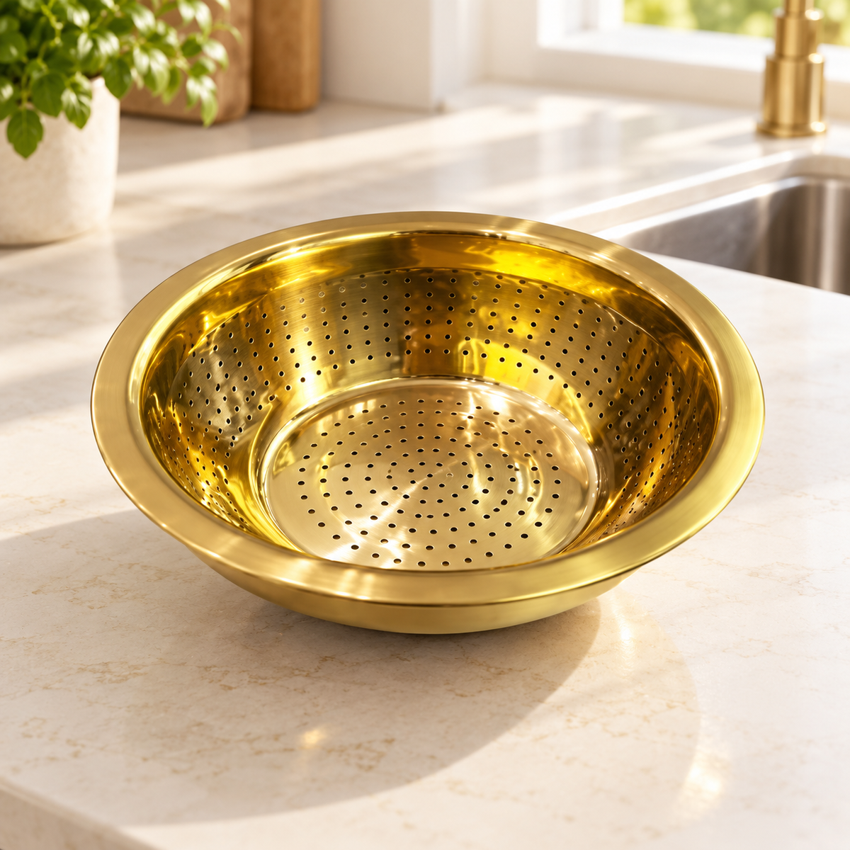 Danny Home Gold Colander Bowl - 22cm