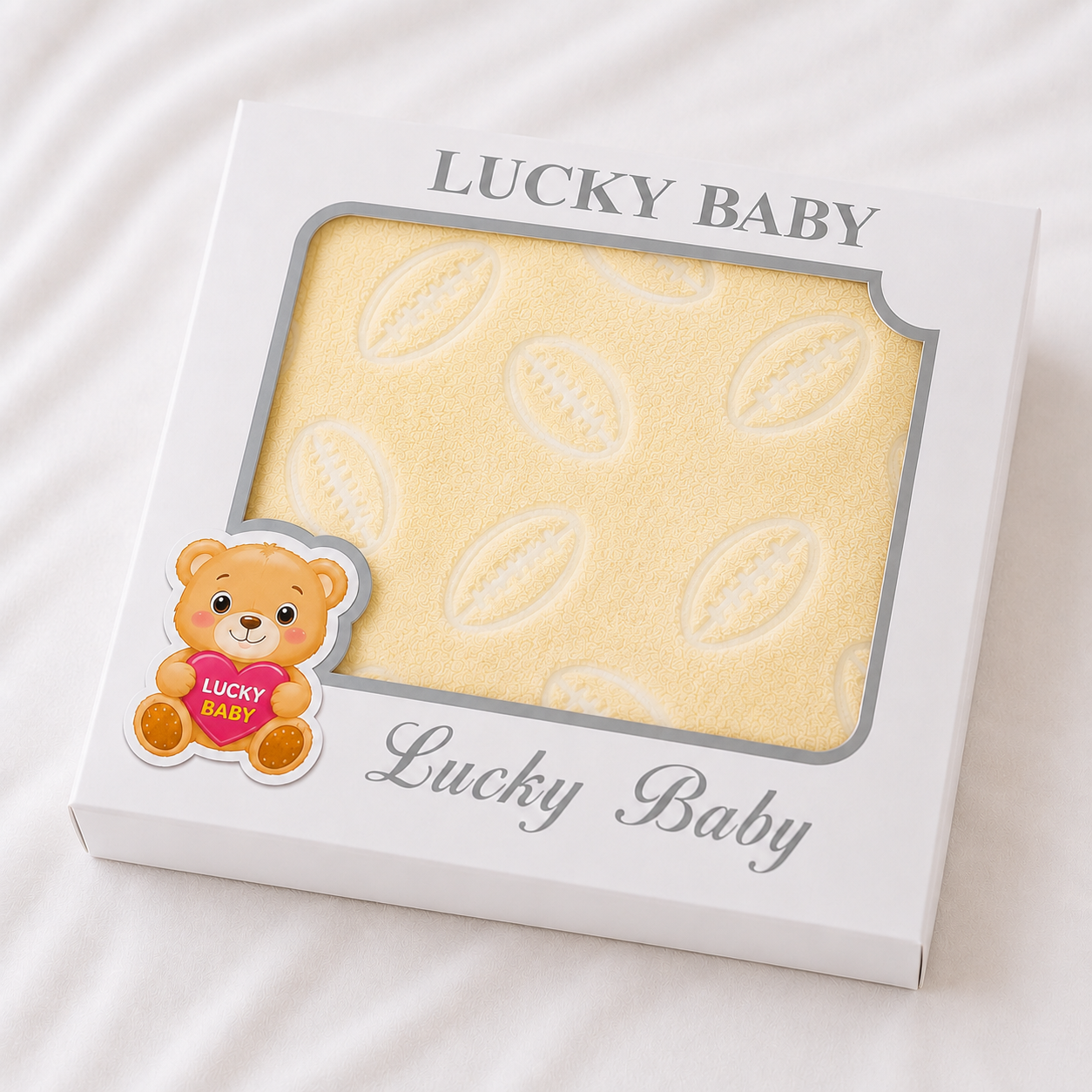 HAPPIMUMS BABY PLUSH SLEEPING BLANKET DOUBLE PLY BASEBALL 110 x 80 - CREAM