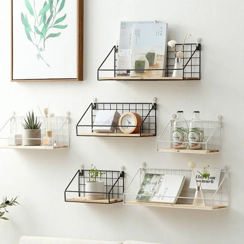 CHECKS & BOXES WALL SHELF