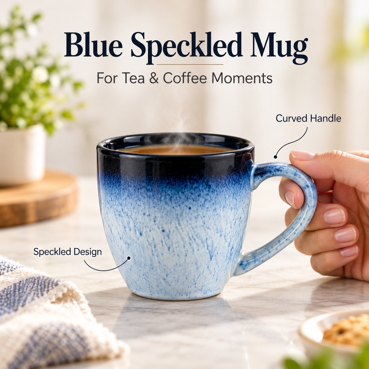 Danny Home Blue Speckled Mug - 400 ml