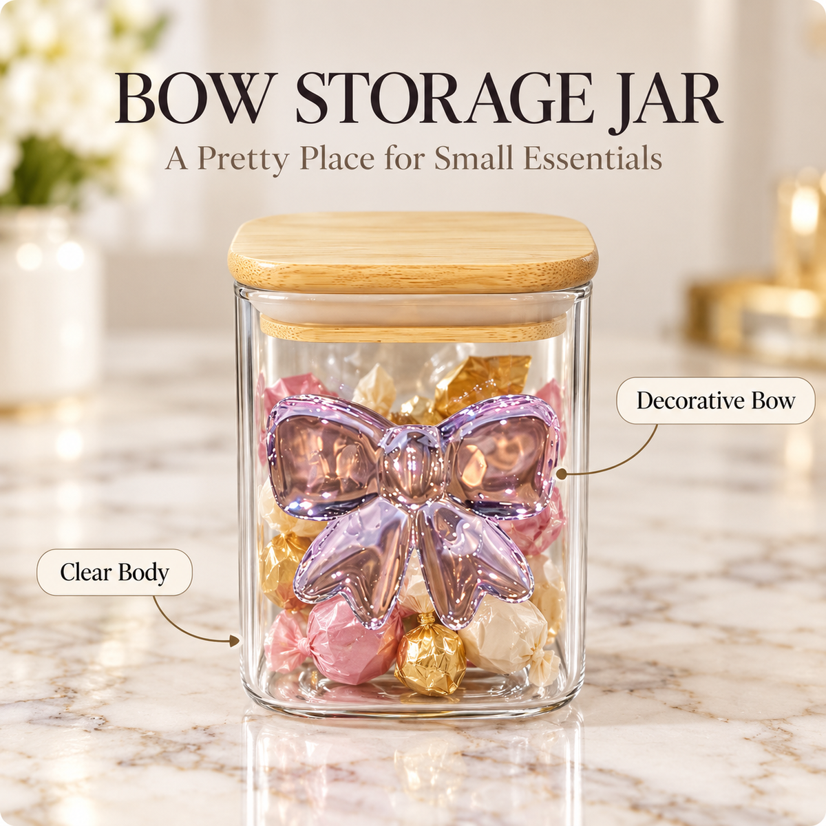 Glasslux Bow Airtight Jar With Lid - 500 ml