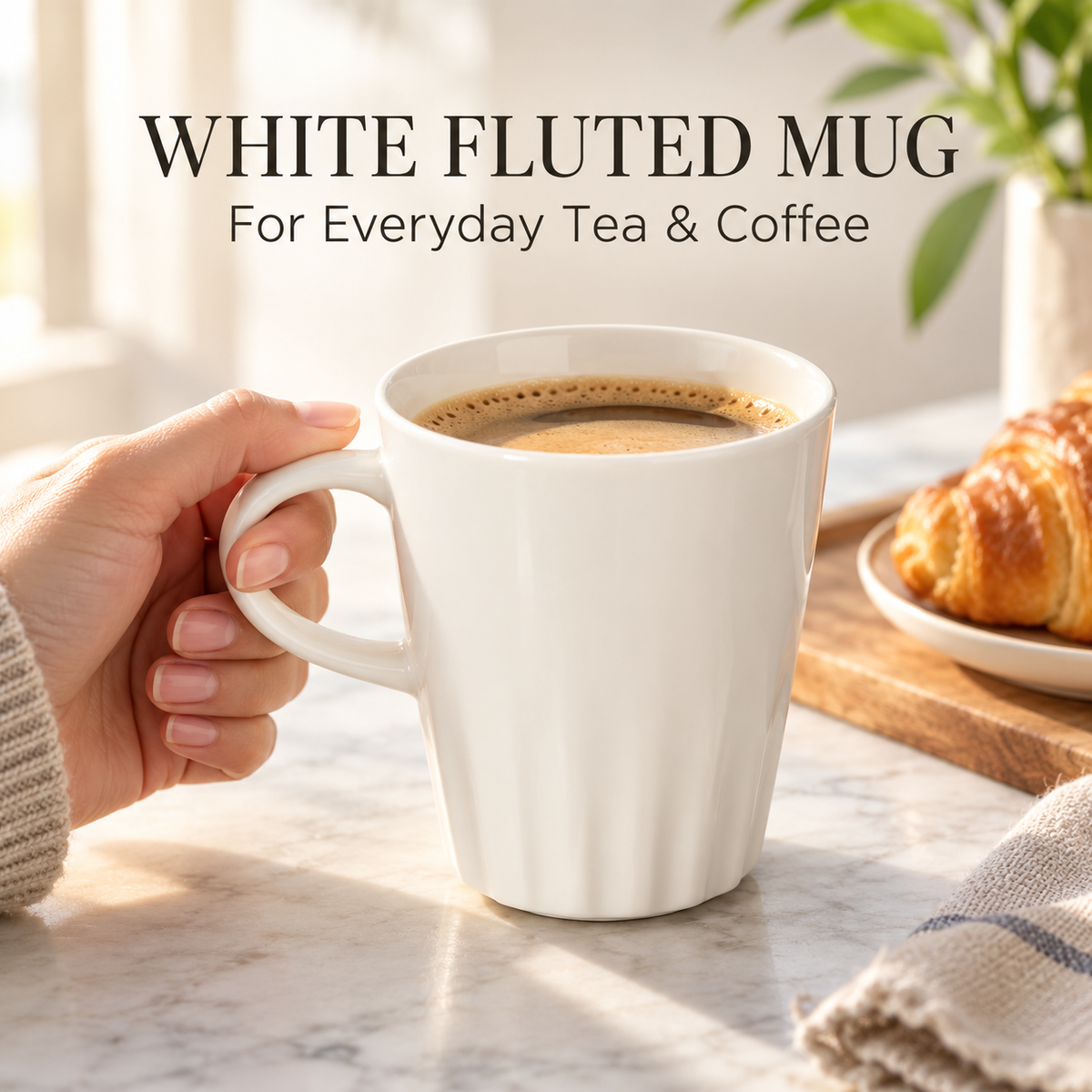 DANNY HOME WHITE FLUTED MUG - 350 ML