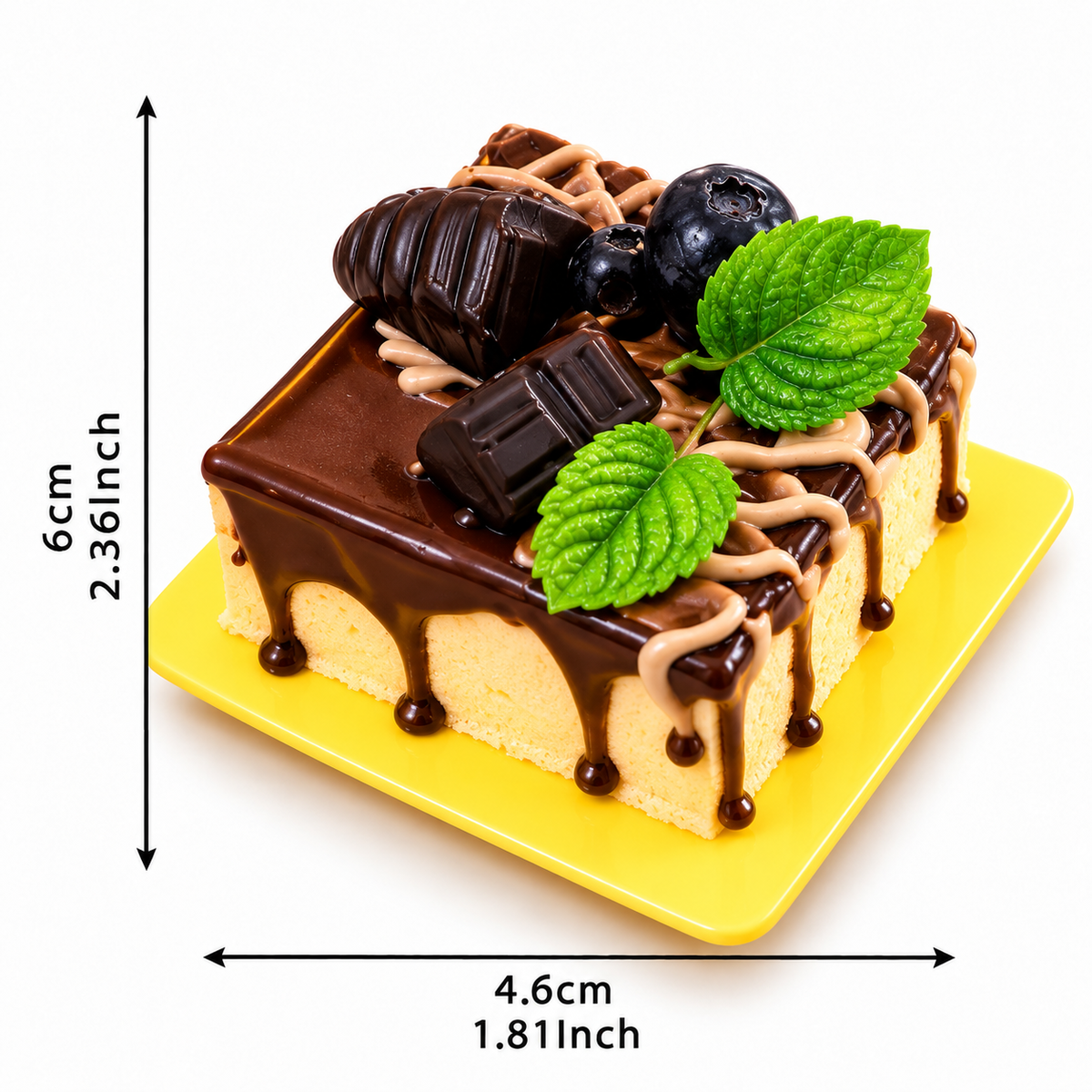 ARTIFICIAL SQUARE FRUIT & CHOCOLATE CAKE DISPLAY DECOR - 1 PIECE
