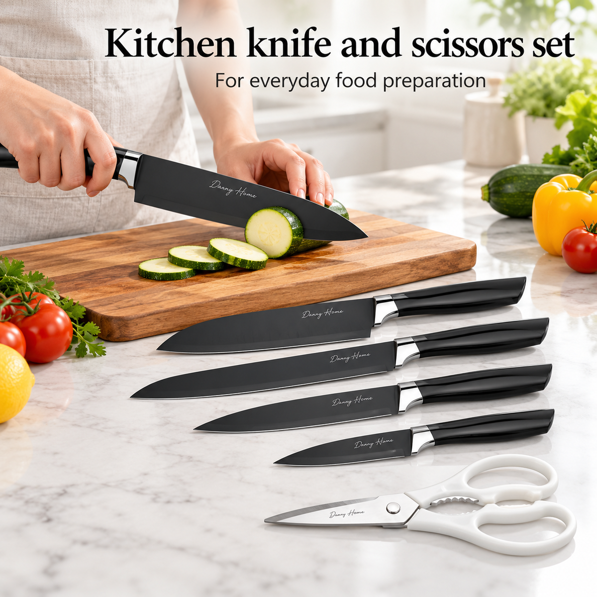 Danny Home Kitchen Knife And Scissors Set - 6 Pieces