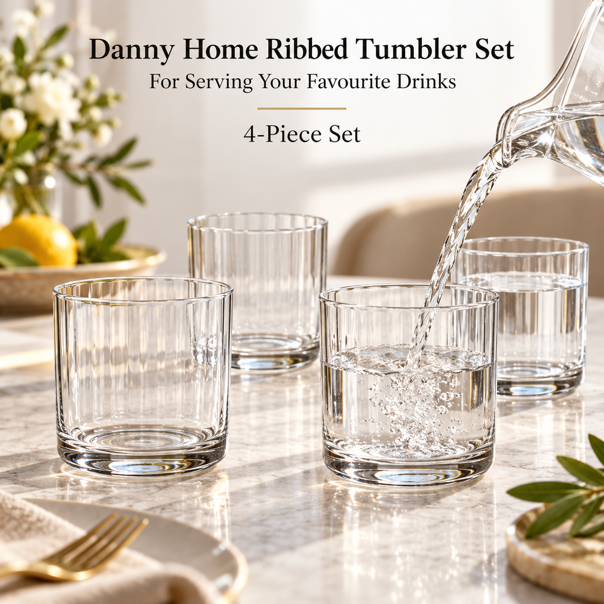 Danny Home 4 Piece Ribbed Tumbler Set - 420 ml