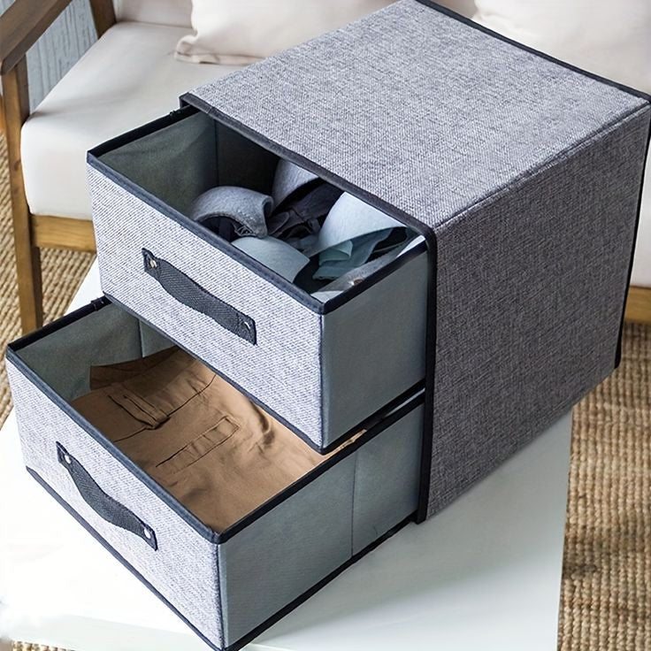 2X DRAWERS FABRIC STORAGE BOX