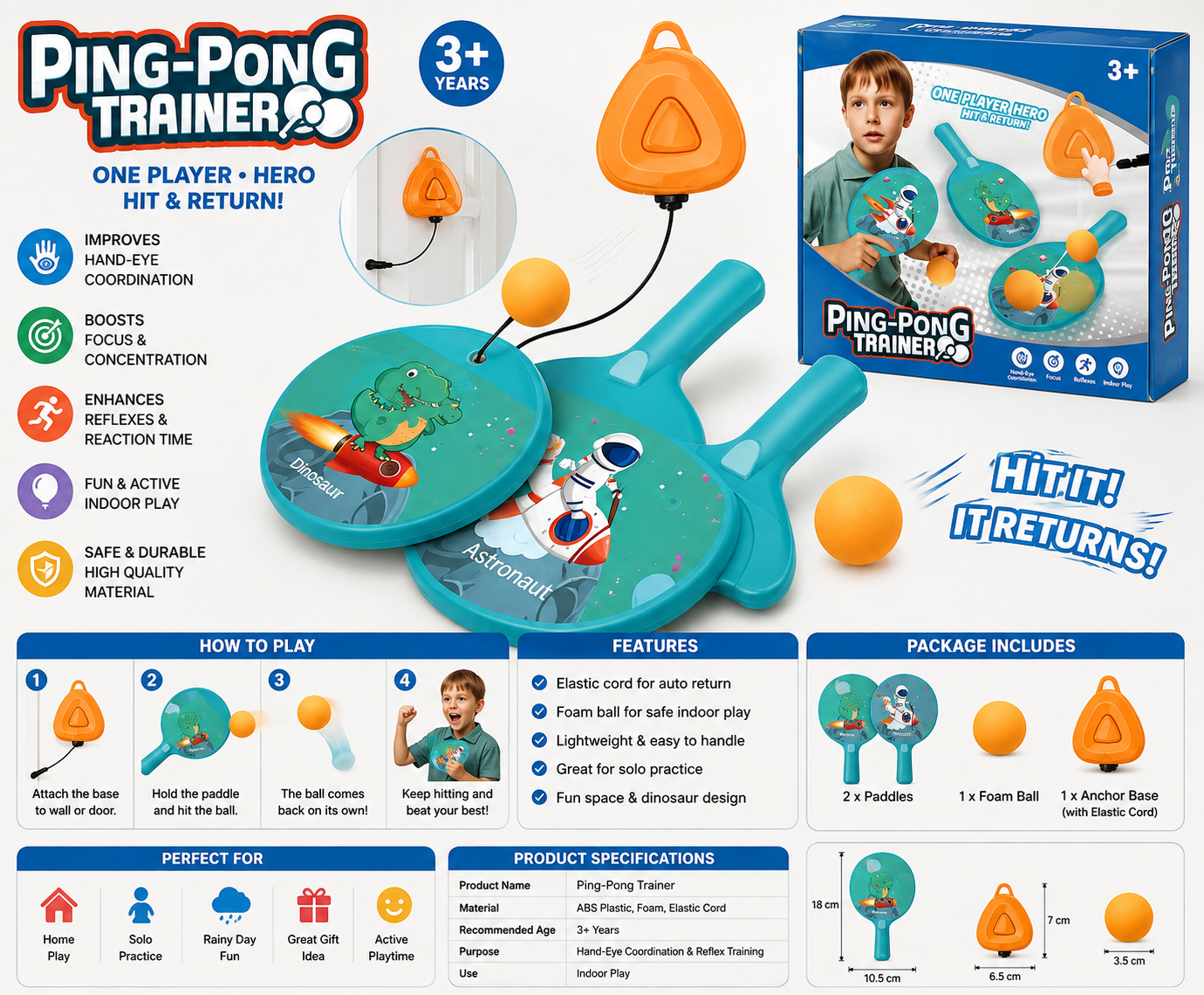 PING-PONG TRAINER SOLO PRACTICE SET