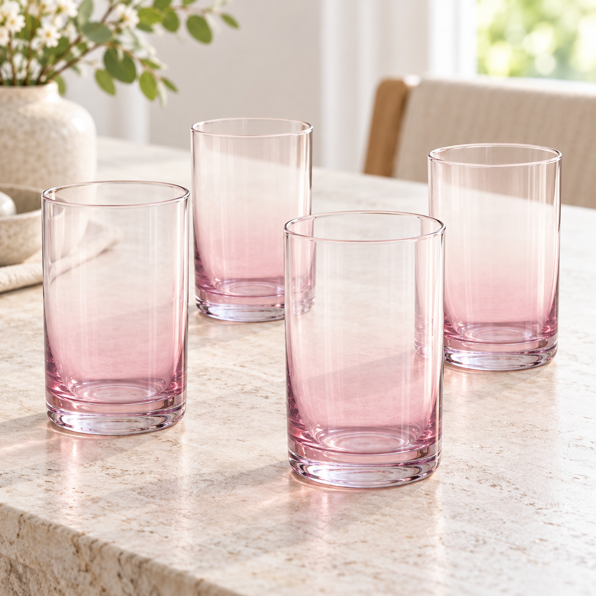 Danny Home 4 Piece Blush Drinking Glass Set - 410 ml